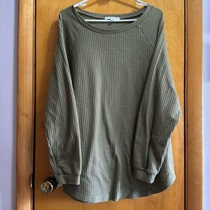 Chic Soul Women’s Waffle Oversized Tunic size 1XL in Olive Green